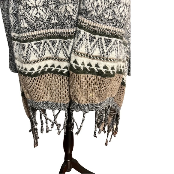 Dehavilland British Design Vintage Fringe Cardigan Open Rustic Nordic Sweater OS - Picture 8 of 10